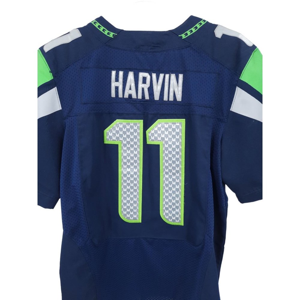 Nike NFL On Field Seattle Seahawks 11 Percy Harvin Blue Team Jersey Mens Size 40 - Picture 12 of 12